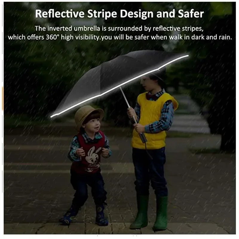 Automatic Reflective Folding Umbrella with Windproof Stripe