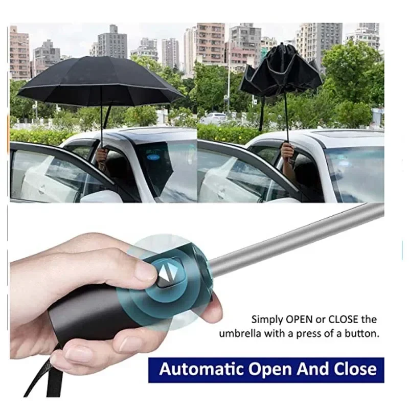 Automatic Reflective Folding Umbrella with Windproof Stripe