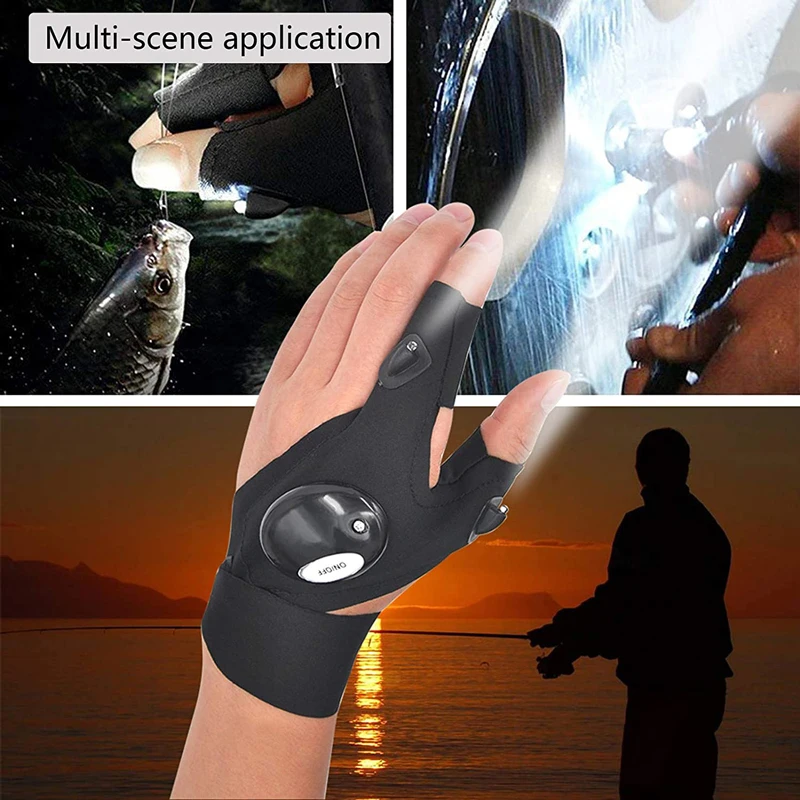 Waterproof Fingerless Led Multi Light Glove