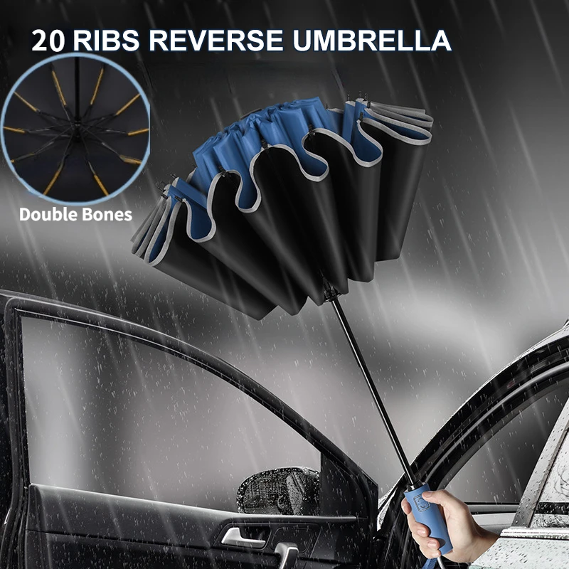 Automatic Reflective Folding Umbrella with Windproof Stripe